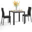 Ensemble de table de salle à manger 3 pièces de style moderne, table de cuisine carrée en faux marbre avec 2 chaises rembourrées en polyuréthane pour petits espaces-1760663724