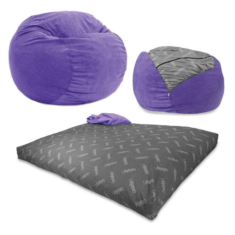 CordaRoy's Corduroy Convertible Bean Bag Chair, Medium (Queen), Very Peri Purple Corduroy