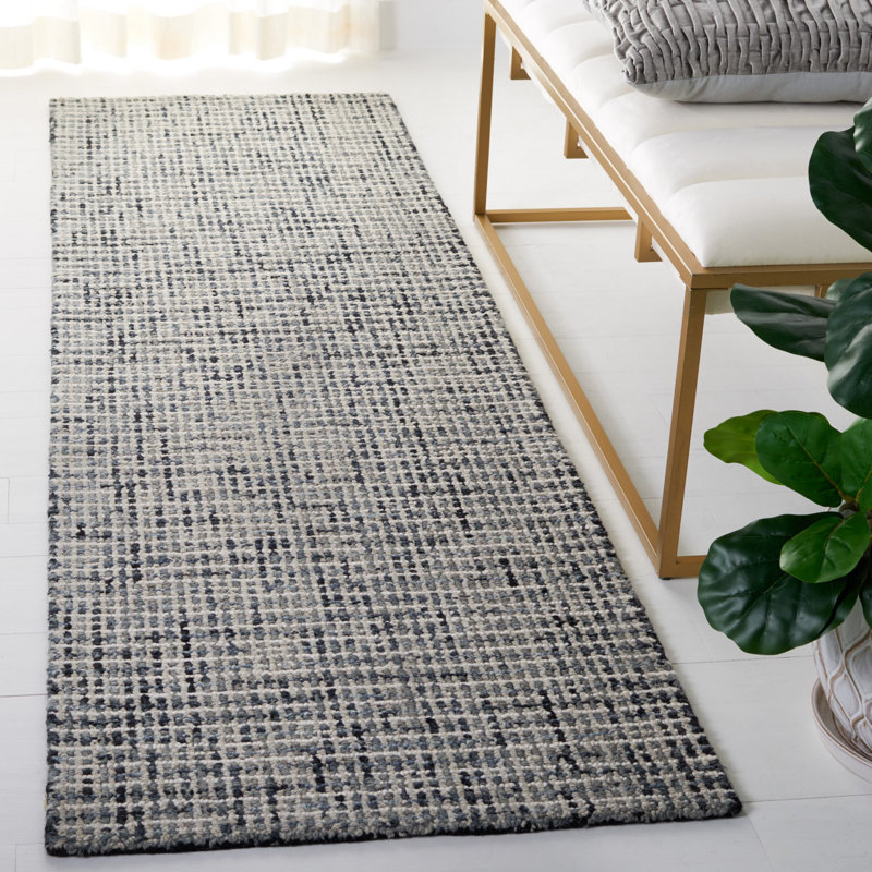 Irven Handmade Tufted Wool Dark Gray Area Rug, Runner 2'3" x 8'