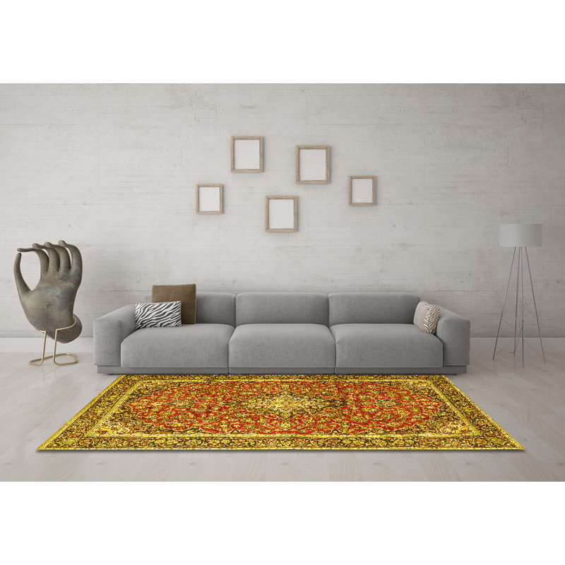 Washable Oriental Indoor Rug, Round 4'