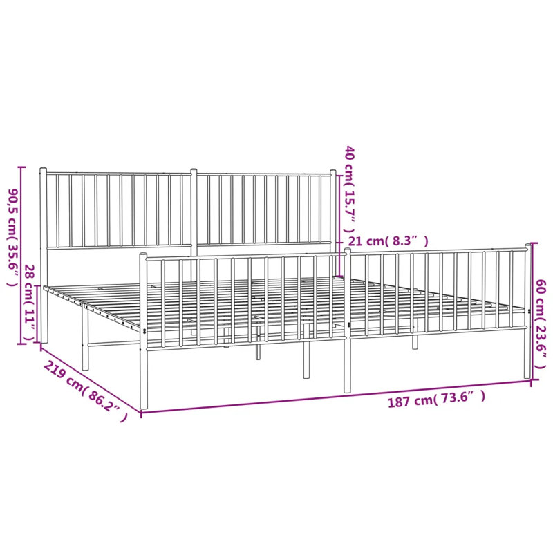 Lemual Metal Bed, 183 x 213 cm
