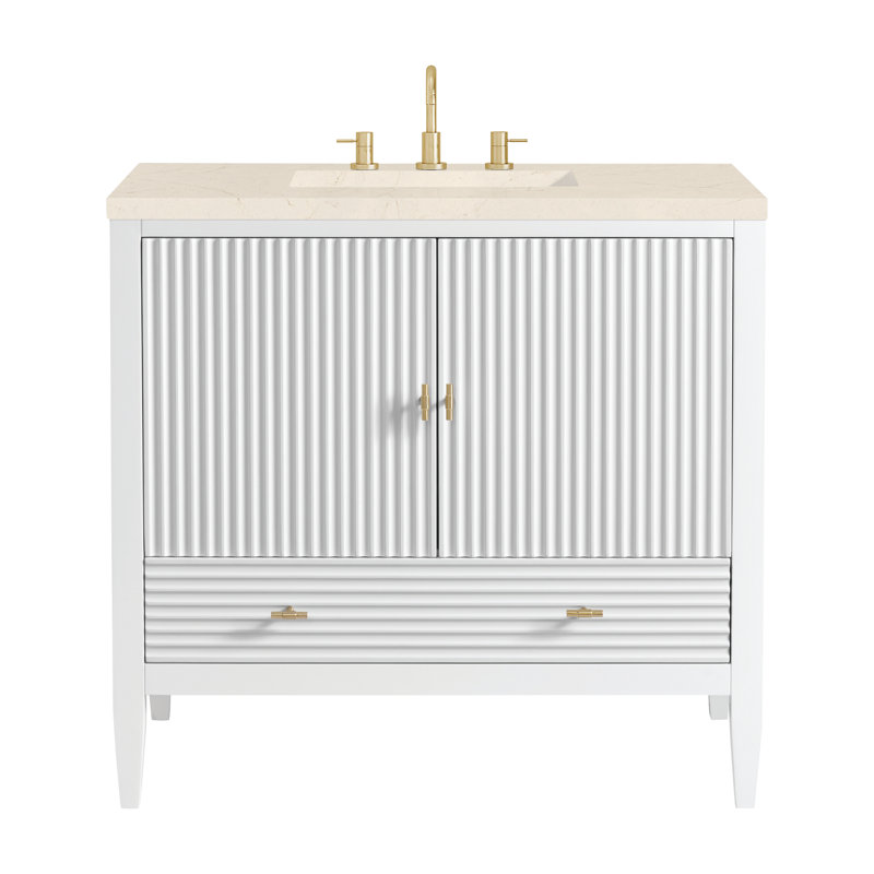 Myrrin 36'' W Single Vanity, Carrara White, Bright White, 8" Widespread