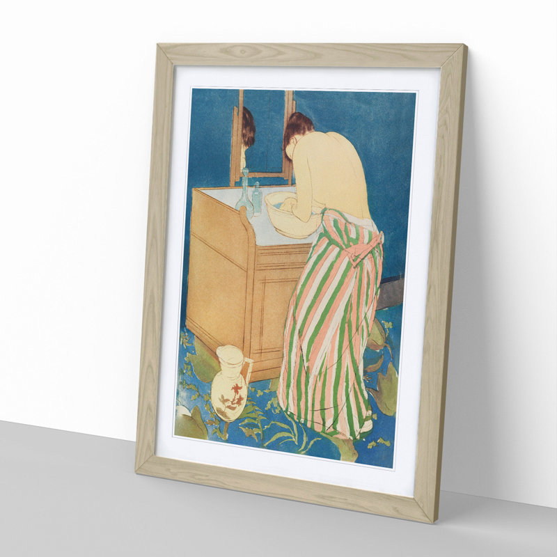 Woman Bathing by Mary Cassatt - Picture Frame Painting, Oak, 48cm H x 36cm W x 2cm D