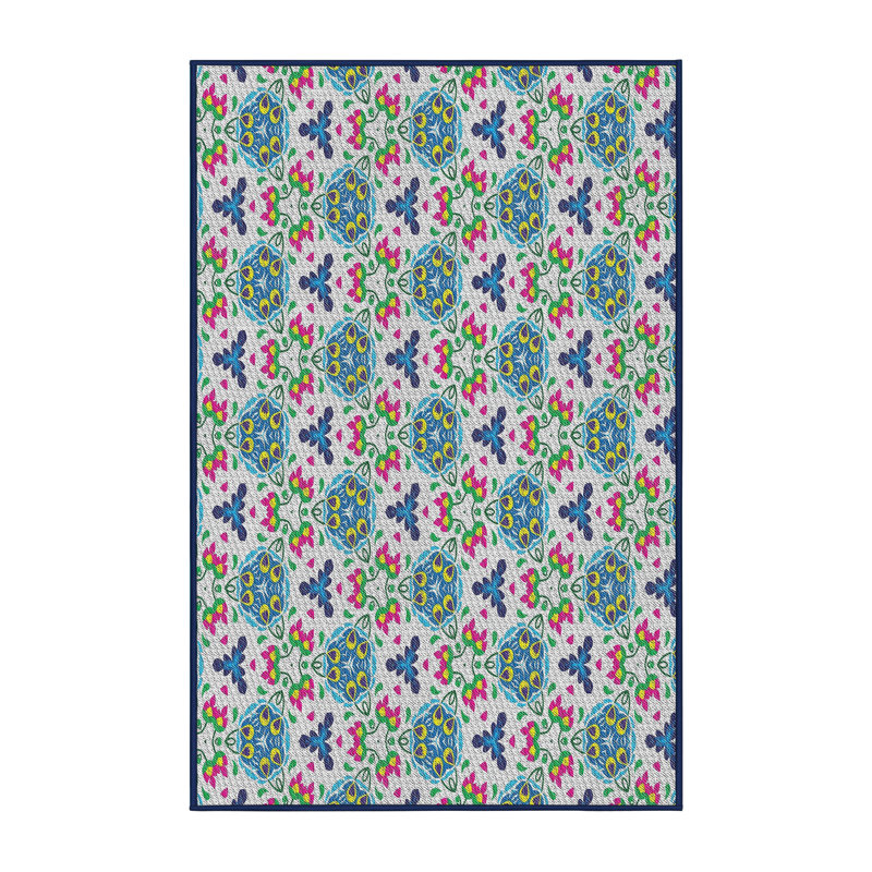 Tapis mauve / vert Ikat, Rectangle 5 pi x 8 pi