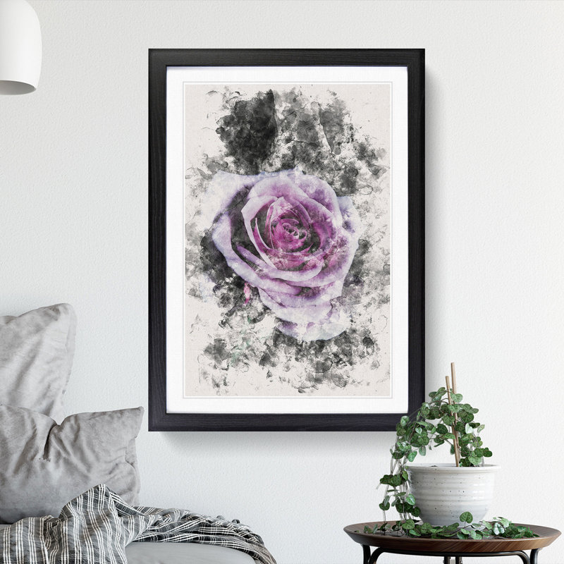 The Pale Purple Rose - Picture Frame Graphic Art, 63cm H x 45cm W x 2cm D, Black Framed