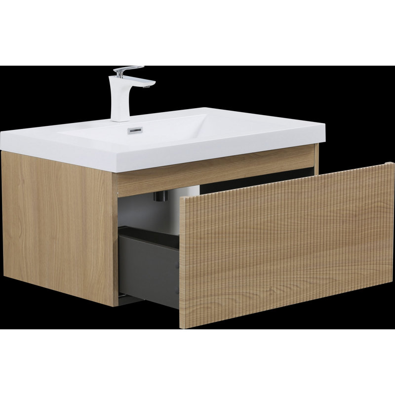 Meuble-lavabo flottant avec lavabo, meuble de rangement mural avec tiroir à fermeture en douceur, meuble-lavabo moderne avec rangement
