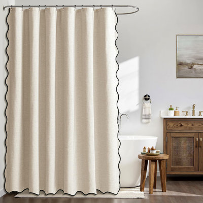 Rideau de douche 84 po 84 po en lin texturé texturé avec 12 crochets en métal