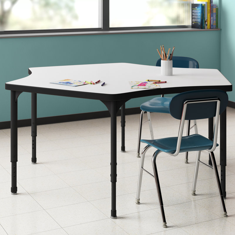 Apex Series Whiteboard Adjustable Delta 3 Students Activity Table, Black