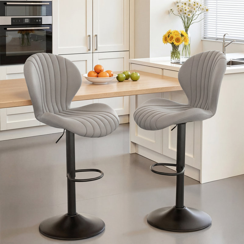 19.29" Bar Stools Set of 2 Modern Swivel Bar Chairs, Barstools Counter Height with High Backrest, Easy 3-5 Minute Assembly for Bar, Kitchen, Dining Room