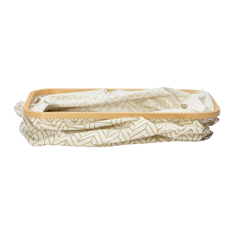 Panier recouvert de bambou avec poignées découpées, Crème / brun clair / brun