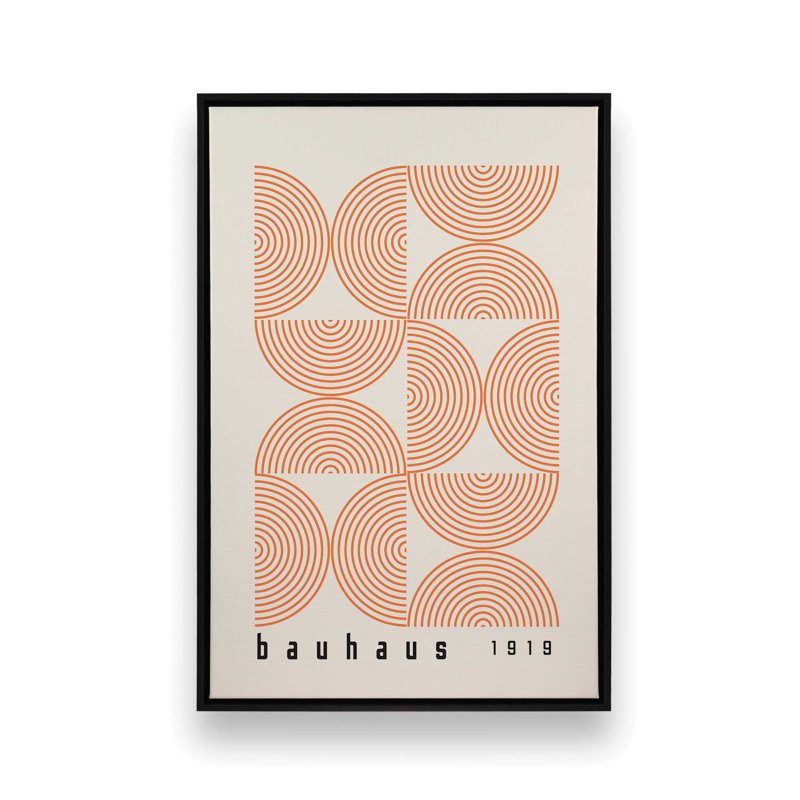 «Orange Bauhaus Composition», reproduction sur toile , H 36,75 po x l 24,75 po, Noir satiné