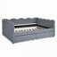 Lit de jour en vichy douillet en lin avec deux tiroirs de rangement et port USB-2107126410-2107126411