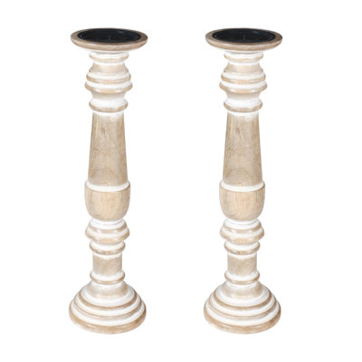 2 Piece Wood Pillar Set