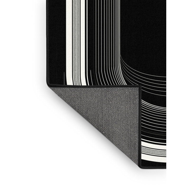 Tapis gris moelleux doux et moelleux en forme de demi-lune de style planche à neige à motif arc-en-ciel moderne et éclectique