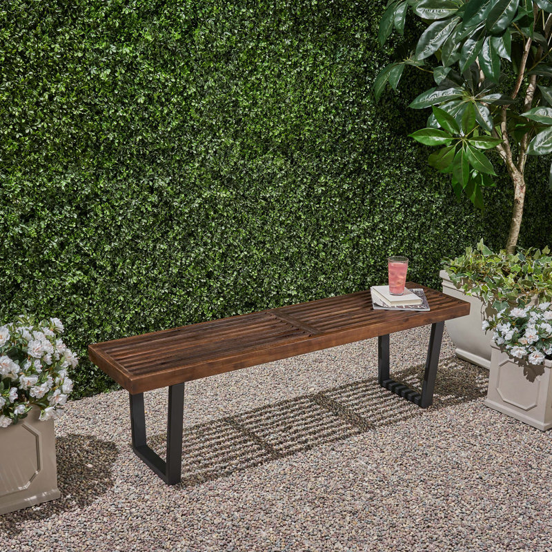 Banc de pique-nique en bois Yager, Brun / noir
