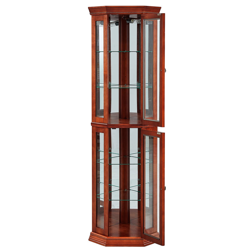 Fabuleuse vitrine ajustable avec tablette ajustable, dossier en miroir, montrer à votre héritage de magnifiques tablettes en noyer, présente des beaux-arts
