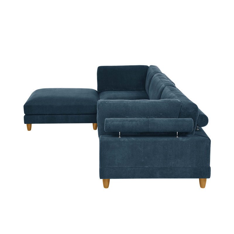 Canapé modulaire réversible en velours côtelé 133,5 po Barbarette, Velours côtelé bleu