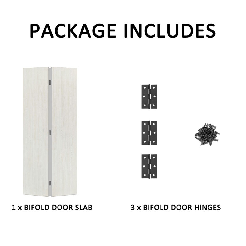 Porte de placard pliante en composite blanc texturé 20 po x 80 po x 3/4 po, 36 po x 84 po, White