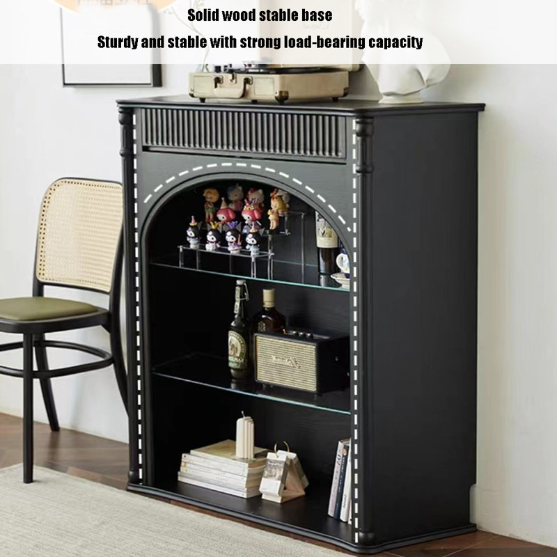 Armoire de cheminée décorative en bois massif American Retro, Black