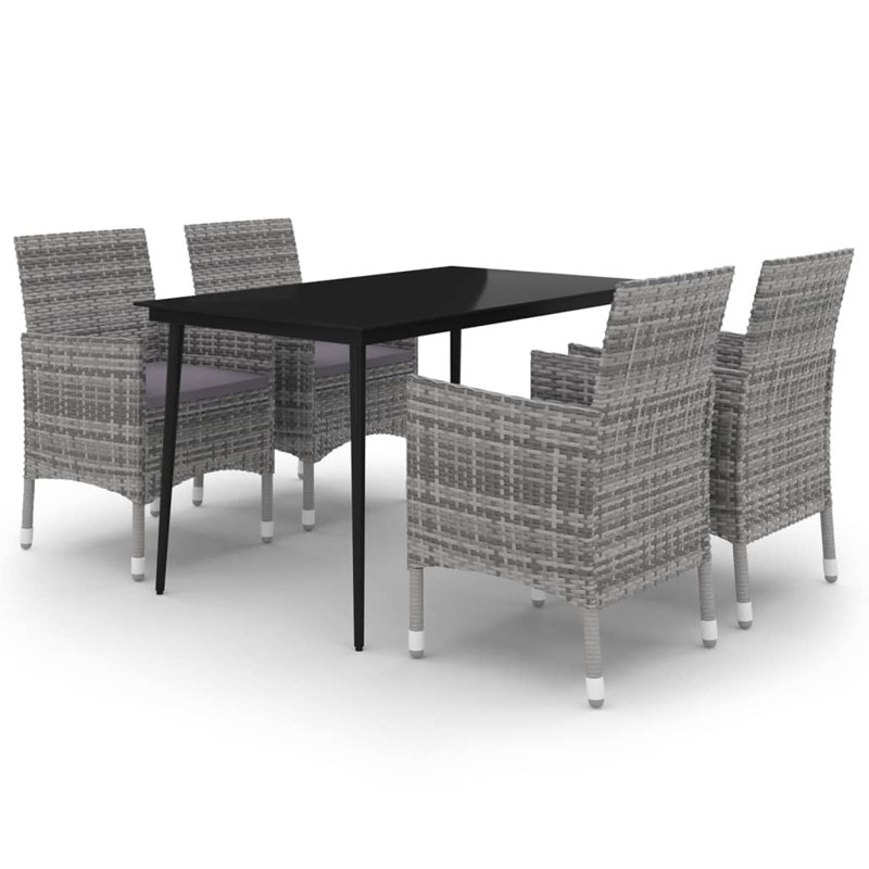 Rectangular 4 - Person 55.1" Long Dining Set, Gray