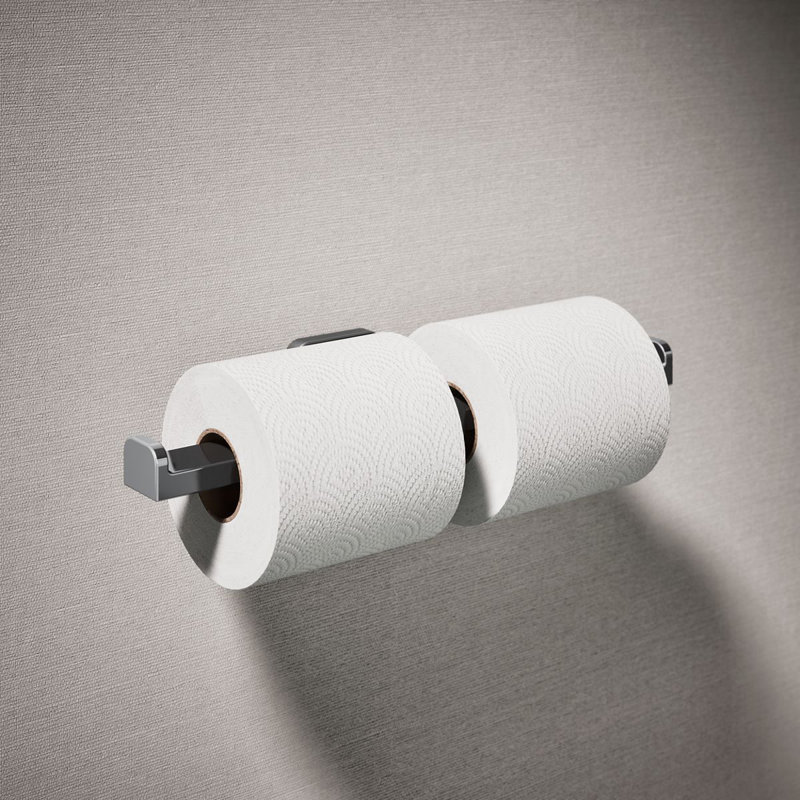 Parallel Double Toilet Paper Holder, Polished Chrome