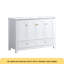 Ensemble de meuble-lavabo blanc 48 po avec lavabo en céramique, armoire de rangement abondante, 4 portes à fermeture en douceur et 2 tiroirs-116561913