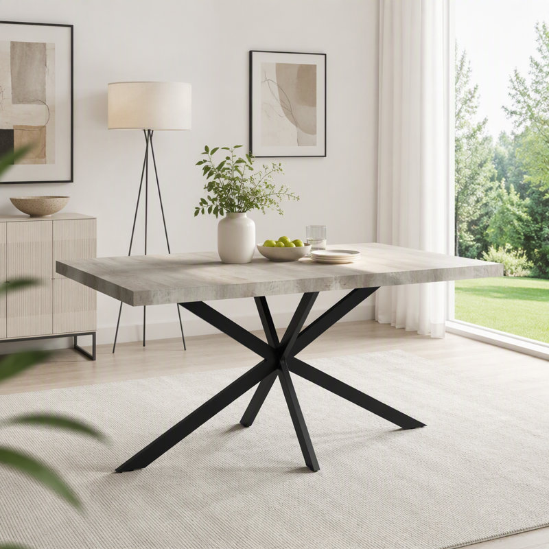 55.11"-70.86"Retro Rectangular Stretch Dining Table, Gray/Black