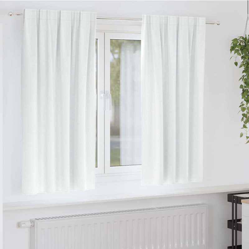 Blackout Curtain Pair, Bright White, 175cm Width x 140cm Drop
