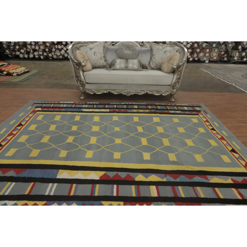 Tapis tribal kilim à tissage plat 8 x 10