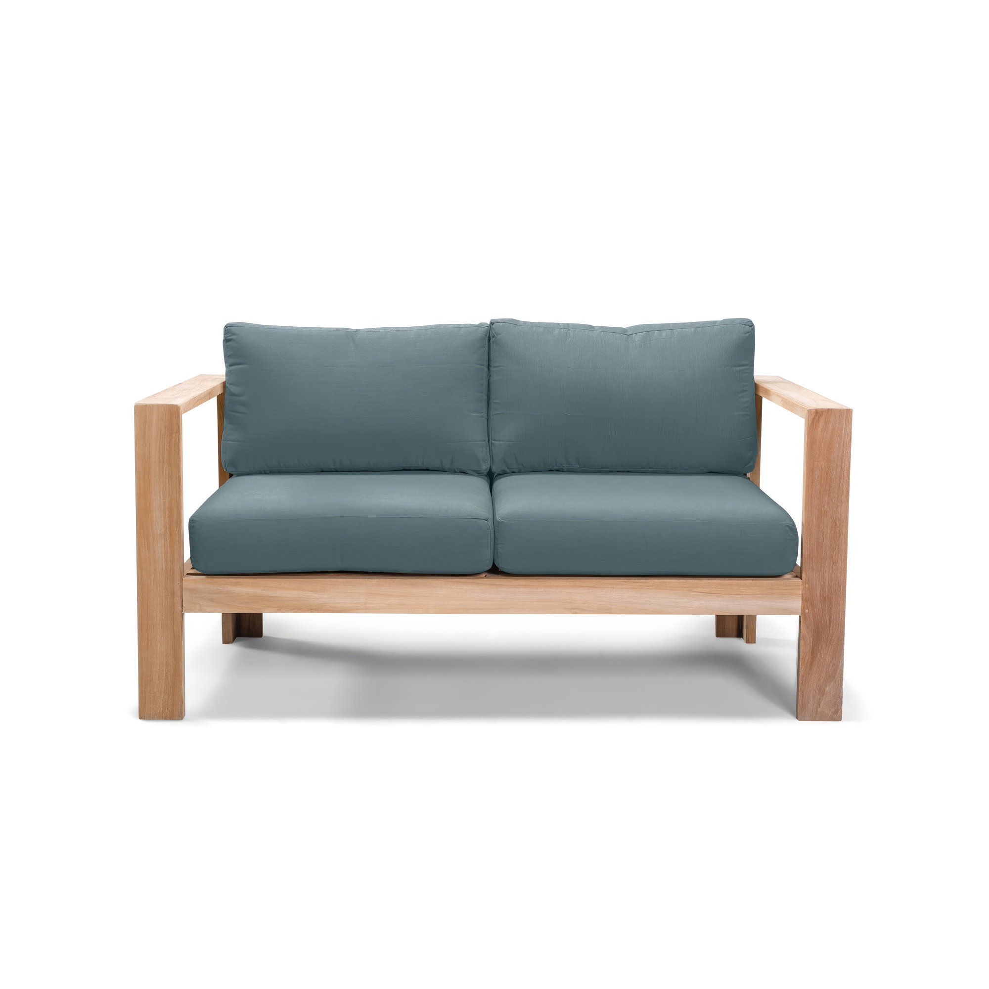 Sonoma 4 Piece Teak Outdoor Seating Group with Sunbrella® Cushions, Cast Lagoon Sunbrella® Plainweave