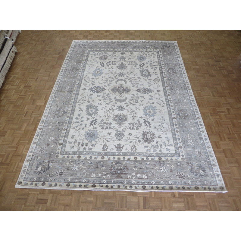 Tapis zone en laine rectangulaire 9 pi 9 po x 13 pi 9 po main-of-kind noué la oushak Dripping Springs