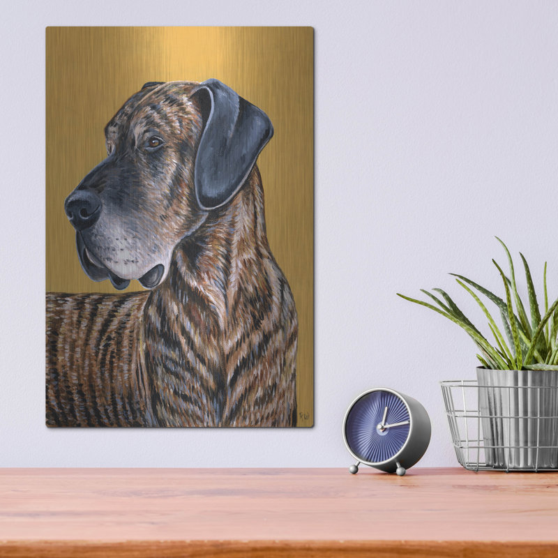 Art mural en métal Brindle Great Dane 'par Rebecca Wang, H 16 po x l 12 po