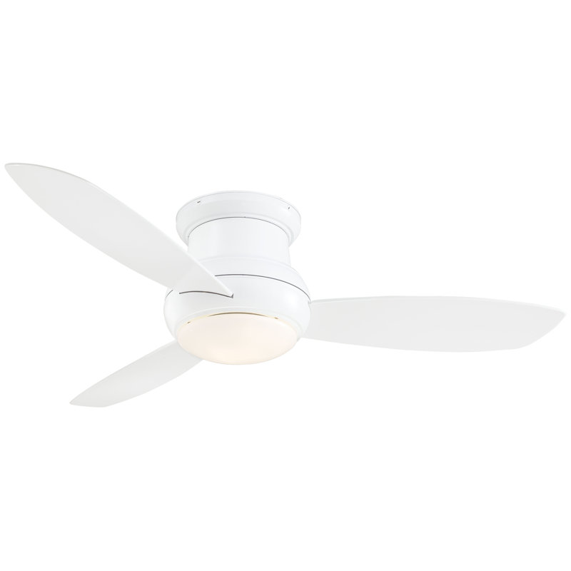 52" White Low Profile LED Ceiling Fan with Remote and Light