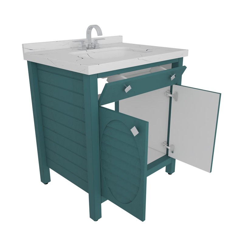 Meuble-lavabo simple autoportant 31 po Eilean, Turquoise