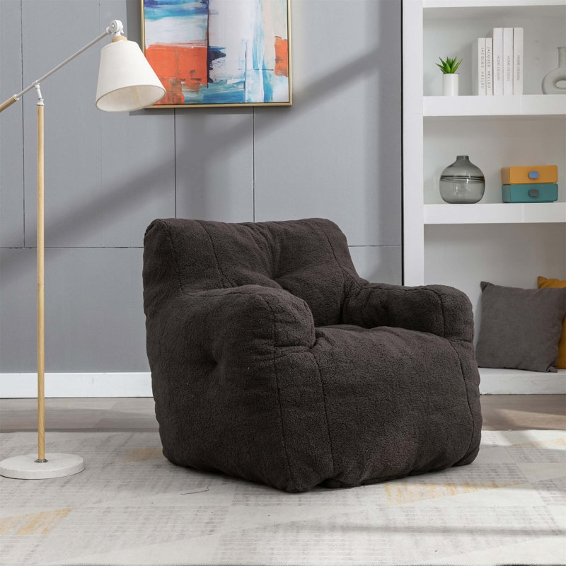 Fauteuil à billes 39,37 po Almon, Tissu gris foncé