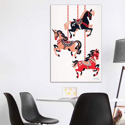 " Red Black - Carousel Horses " by Cat Coquillette