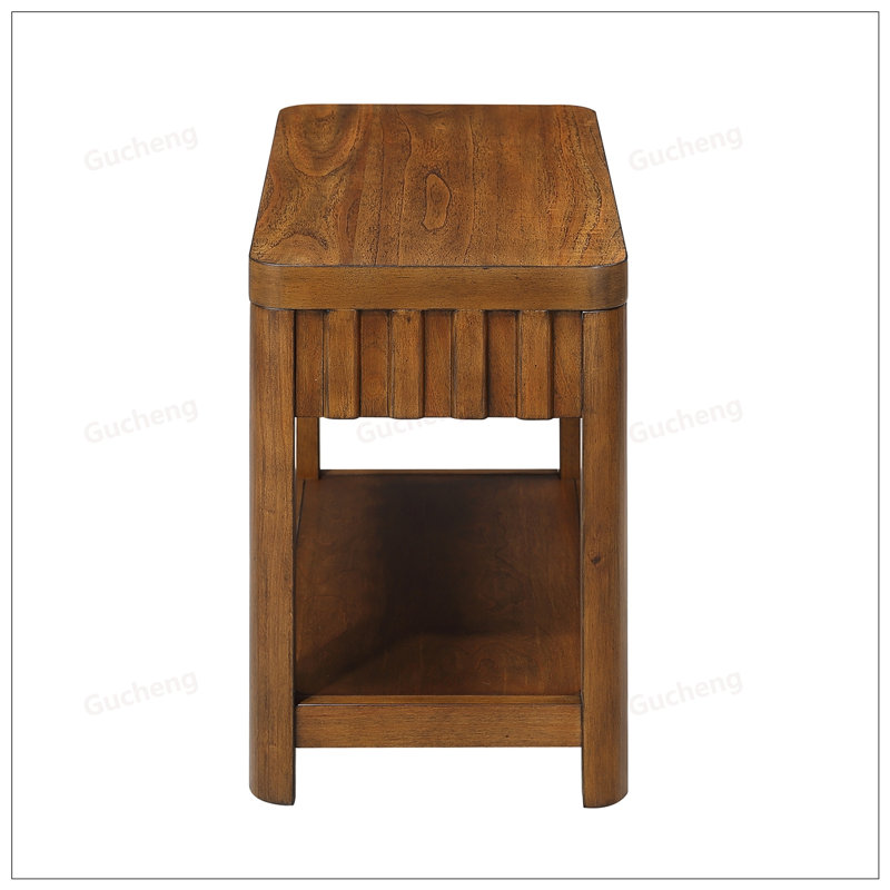 25-Inch Rectangular Farmhouse End Table with Storage Shelf, Solid Wood Legs for Living Room and Bedroom