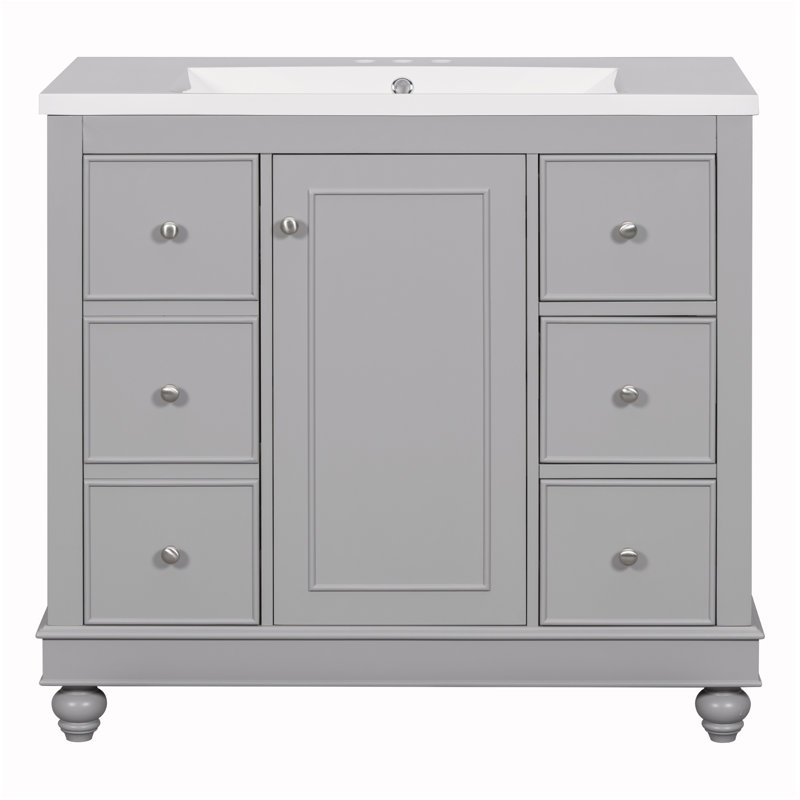 Ensemble de meuble-lavabo simple 18 po avec plateau en résine Selyn, Gris