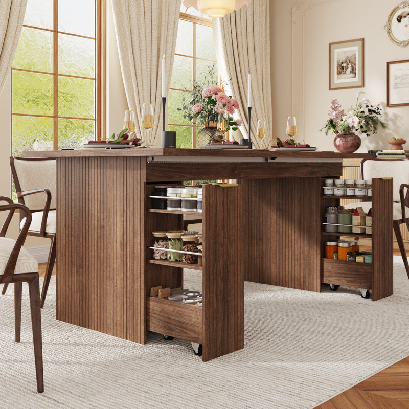 Table de salle à manger extensible de 71 à 95 po pour 6 à 12 personnes, table de cuisine en bois de ferme extra longue avec tiroirs de rangement, pieds robustes