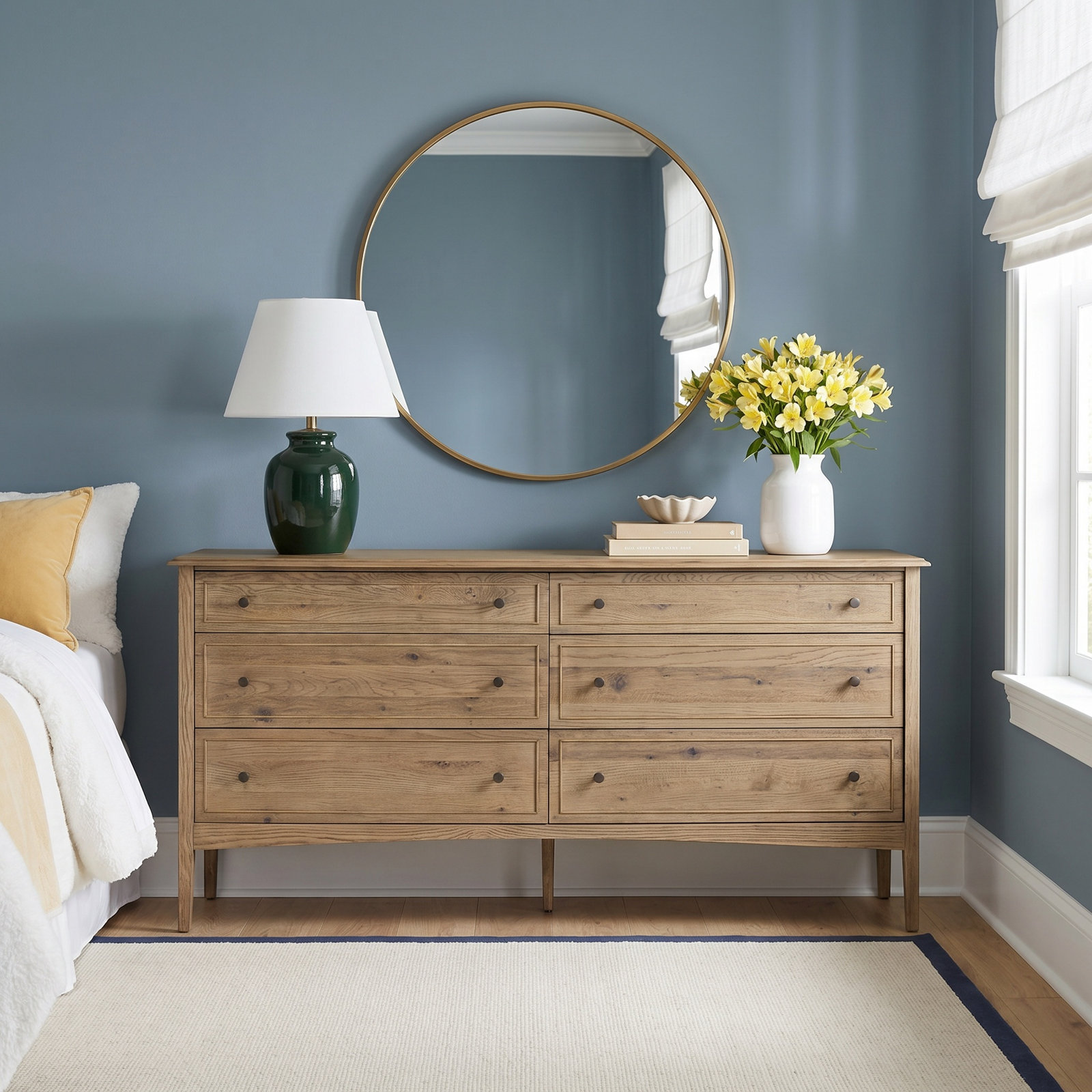 77" Oak Double Dresser, Black