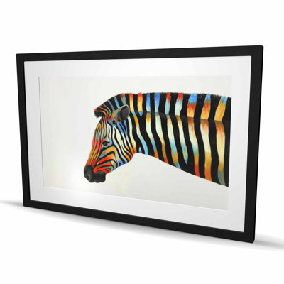 Colorful Zebra - Exotic Animals Framed Matted Print Decor