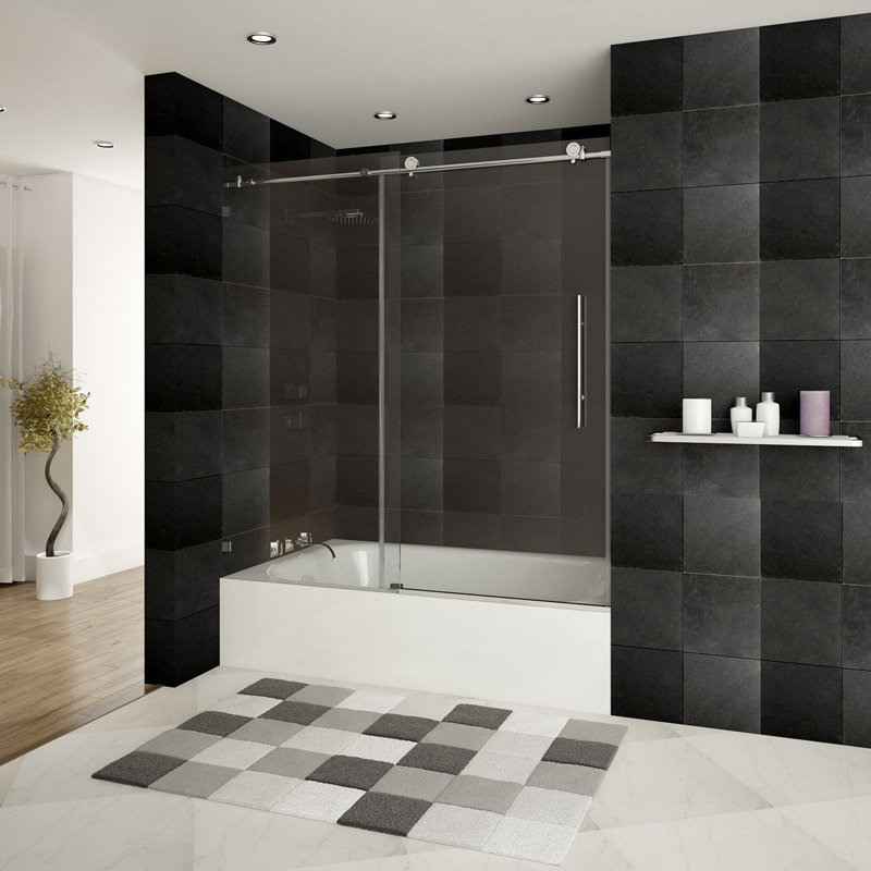 Porte de baignoire simple coulissante 60 po x 62 po Ultra-C, Chrome