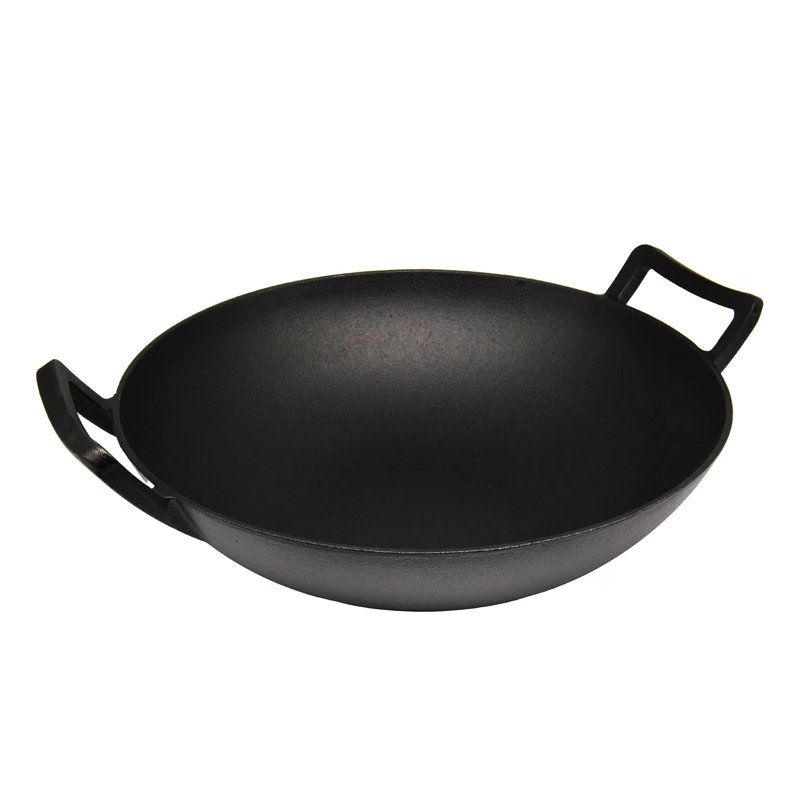 Cuisiland Cast Iron Wok, 4" H x 14" W x 14" D