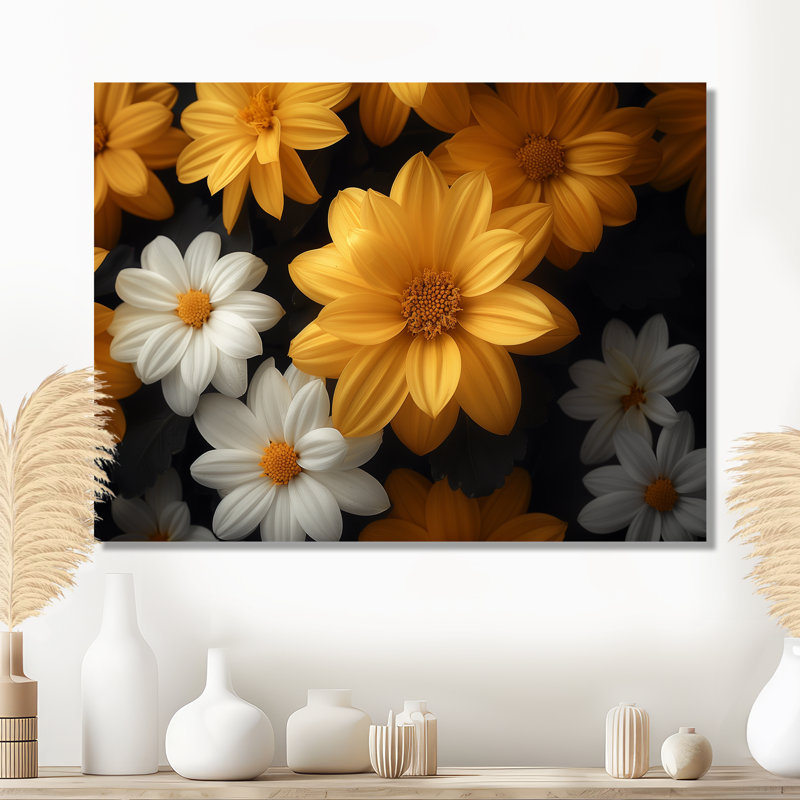 Décoration murale jaune et blanc parfumée Fusion Mums I - Mums, Sans cadre, métal, H 34 po x l 44 po x P 1,5 po