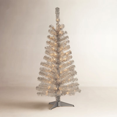 Silver Pre-Lit Pine Christmas Tree