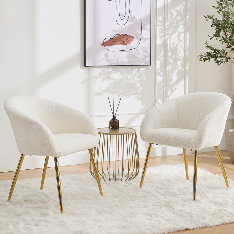 Joshpal Upholstered Accent Chair, Gold, Ivory Boucle