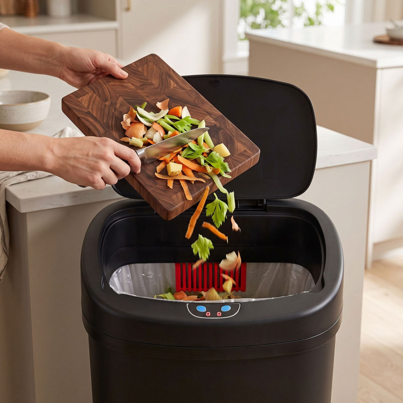 Deodorizer Stainless Steel 13 Gallon Motion Sensor Trash Can, Matte Black
