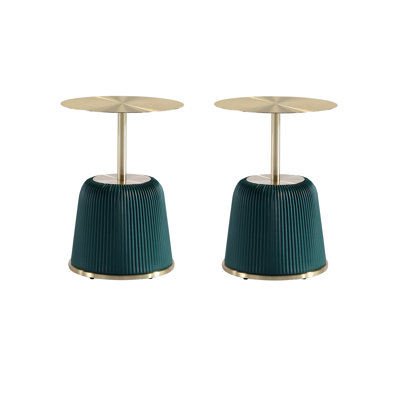 Table de bout en cuir végétalien avec plateau en acier inoxydable Anderson