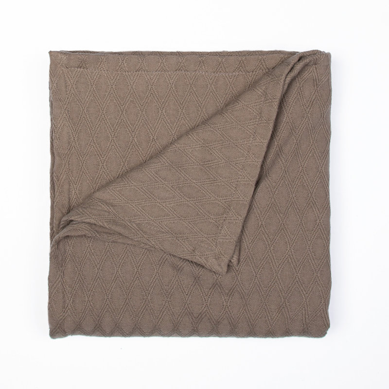 Couverture en mélange de coton eucalyptus, Taupe, Très grand