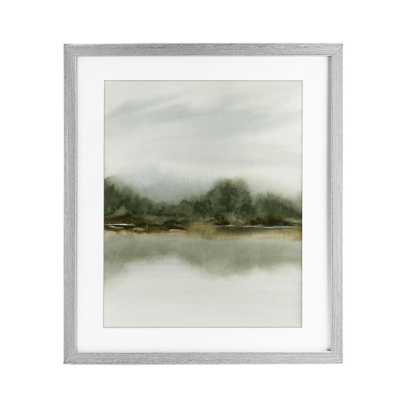 Reproduction encadrée sous verre «Embraces vert», conception par 1x, H 21 po x l 17 po, Cadre de ferme gris